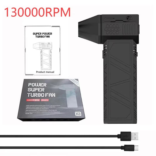 130000RPM Car Electric Air Duster X3 Mini Turbo Violent Fan with 3 Speeds Rechargeable Super Jet Dry Blower for Truck Keyboard