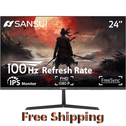 SANSUI Monitor 24 Inch 100Hz IPS 1080P Computer Monitor HDMI/VGA/HDR Tilt Adjustable/Vesa Compatible, for Game and Office (S24X3AF HDMI Cable Included) Laptop Laptop