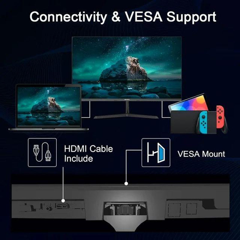 SANSUI Monitor 24 Inch 100Hz IPS 1080P Computer Monitor HDMI/VGA/HDR Tilt Adjustable/Vesa Compatible, for Game and Office (S24X3AF HDMI Cable Included) Laptop Laptop